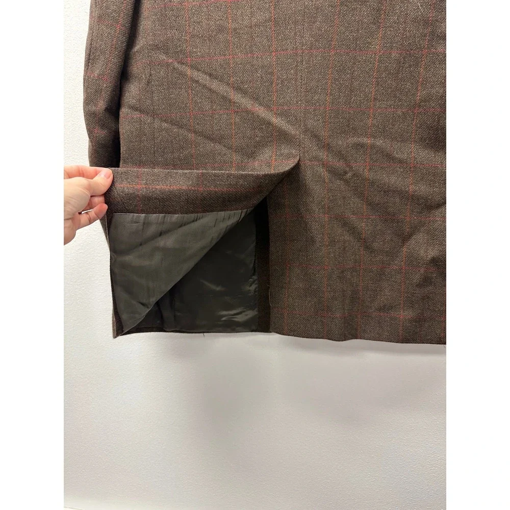 Salvatore J. Cesarani Fitzgerald Wool Cashmere‎ Blend Plaid Sport Coat Size 42R
